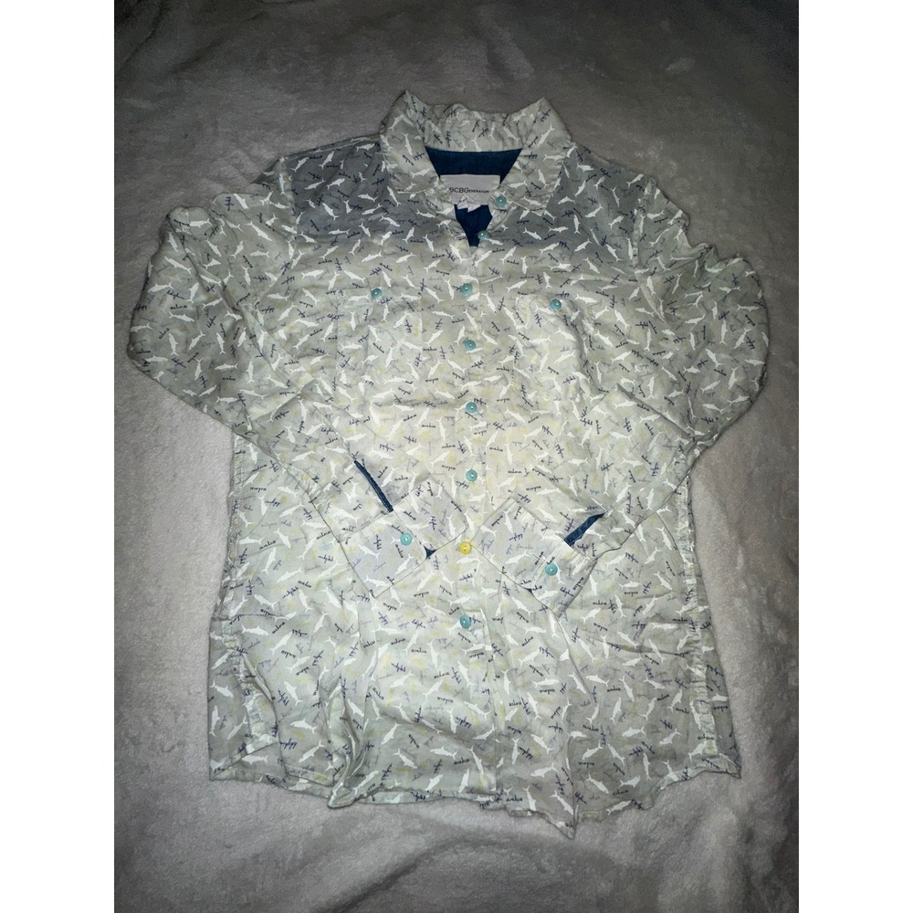 BCBGeneration Women's‎ Novelty Print Button Down Shirt, Sea Life, Small